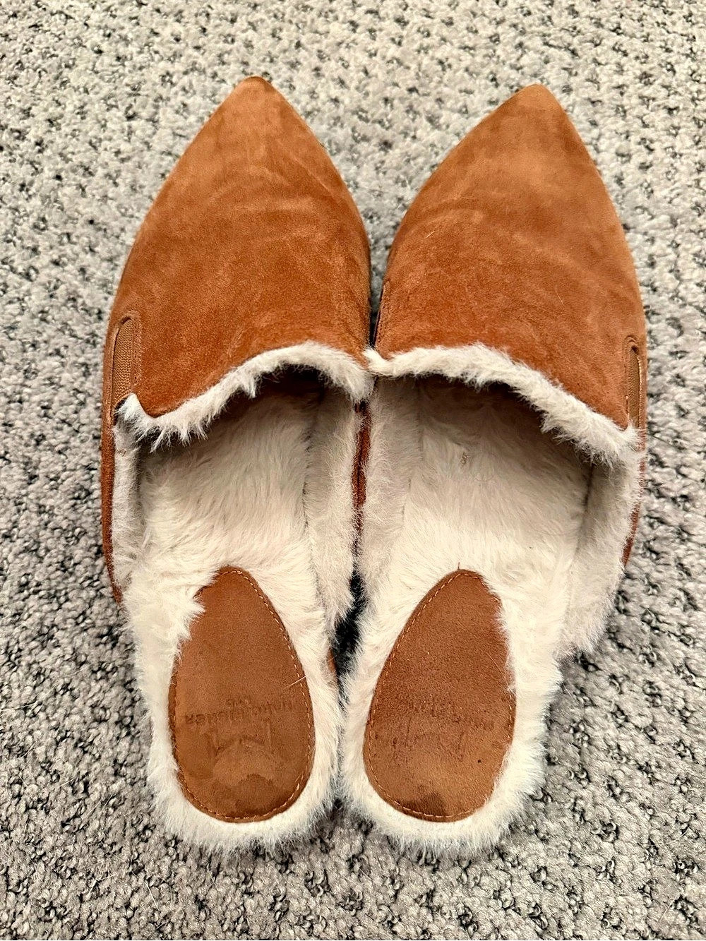 Marc Fisher LTD Saraly Women's Size 6 Brown Suede Mule Slide Faux Fur Lined